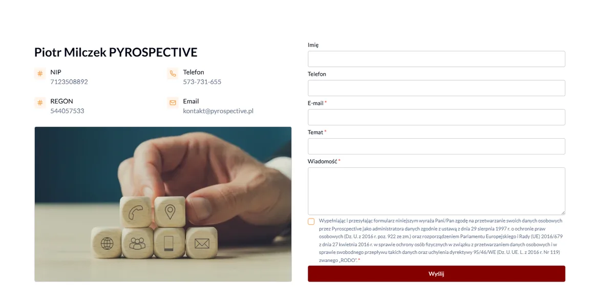 Pyrospective contact page